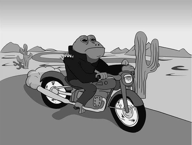 骑自行车的蟾蜍黑白图图片下载