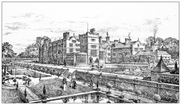 19世纪建筑：阿肖恩山庄，沃里克郡图片下载