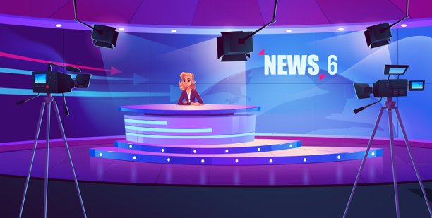 电视新闻节目演播室，带有播报用的桌子图片下载