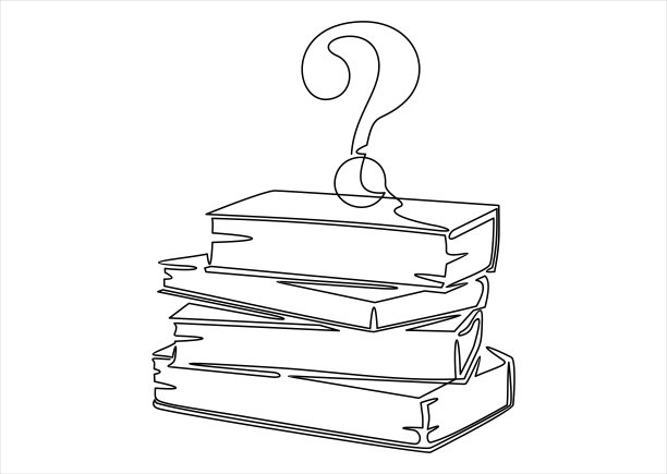 书籍的问号询问搜索答案的概念。一个连续的线条。图片下载