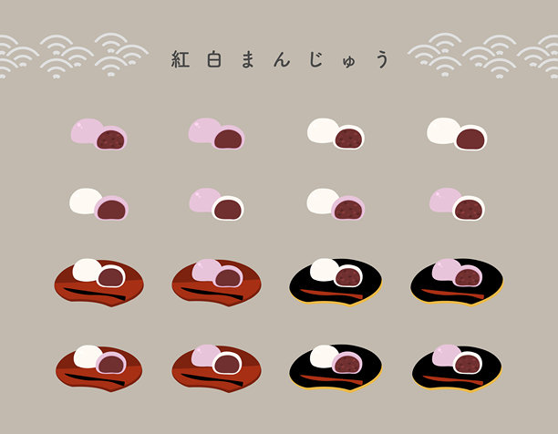 手绘红白色包子的插图集图片下载