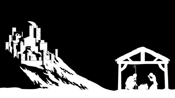 圣诞降生场景：马槽与伯利恒图片下载