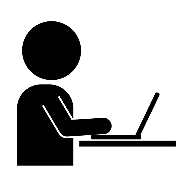 一个人在电脑上工作的图标图片下载