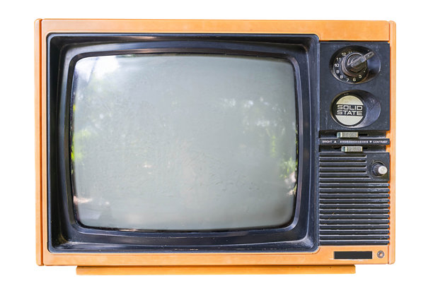 1980年代的老式复古电视机，孤立在白色背景上。图片下载
