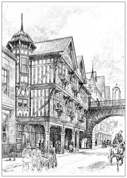 19世纪建筑：切斯特的老银行建筑图片下载