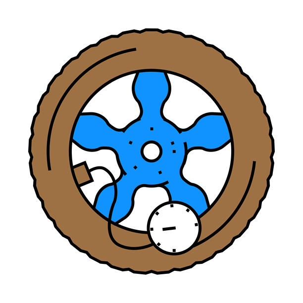 汽车维修轮胎维护图标彩色插图图片下载