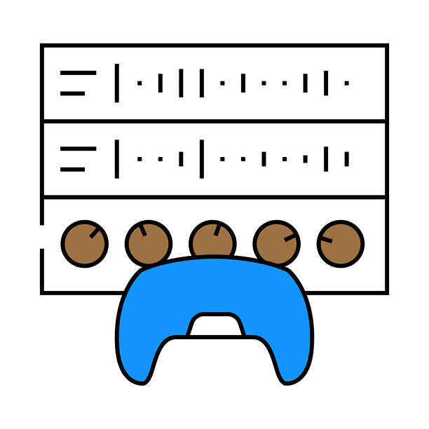 游戏开发中的声音设计图标彩色插图图片下载