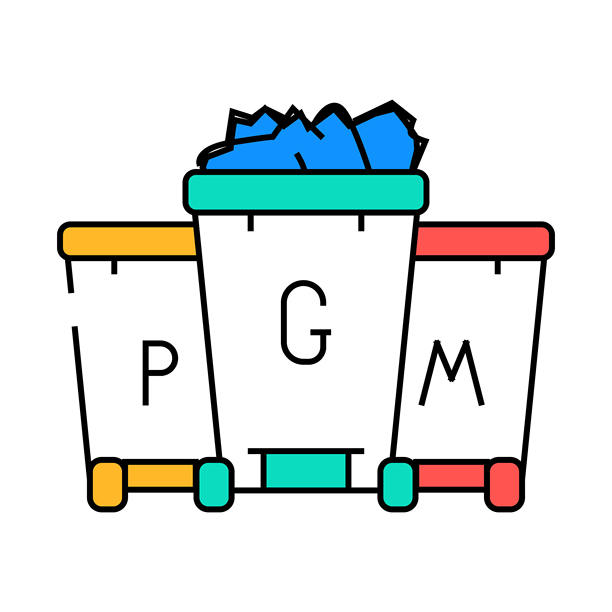 废物减少绿色生活图标彩色插图图片下载