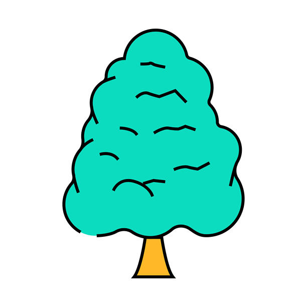 亚马逊丛林榴莲树图标彩色插图图片下载