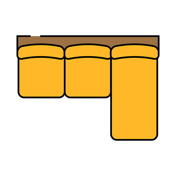 角落沙发俯视图图标彩色插图图片下载