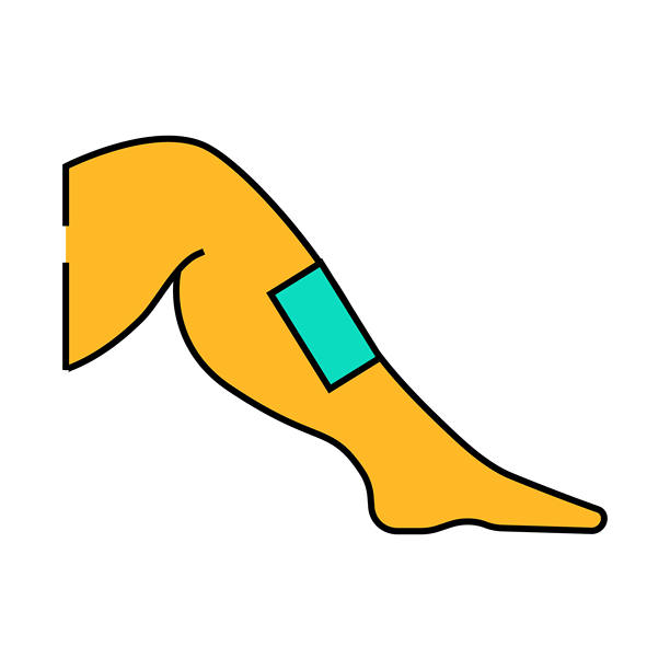 女性腿部脱毛图标彩色插图图片下载