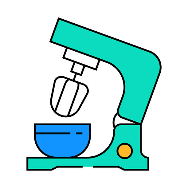 混合器餐厅设备图标彩色插图图片下载
