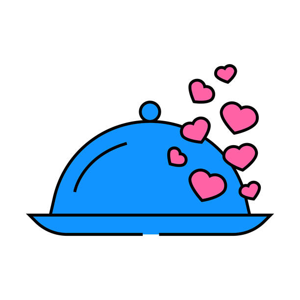 浪漫晚餐爱情图标彩色插图图片下载