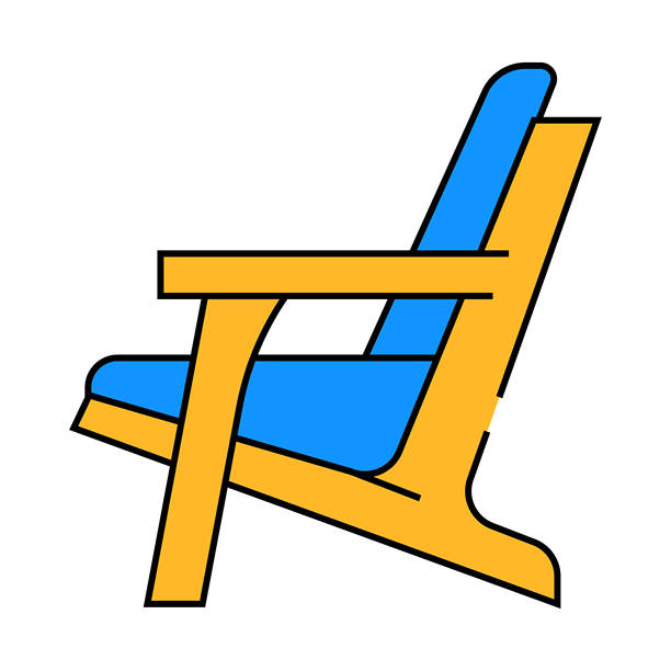 户外家具图标：阿迪朗达克椅彩色插图图片下载