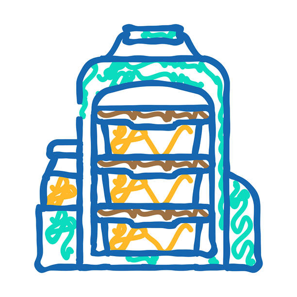 午餐盒包餐图标涂鸦插图图片下载