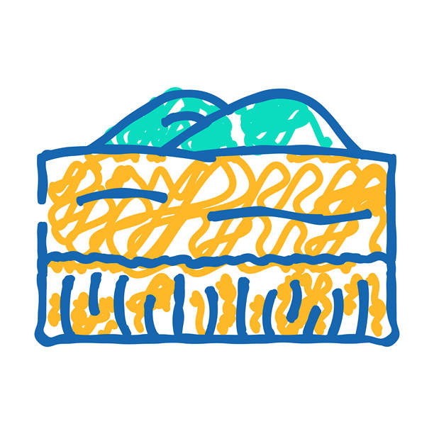 田野大麦黄色图标涂鸦插图图片下载