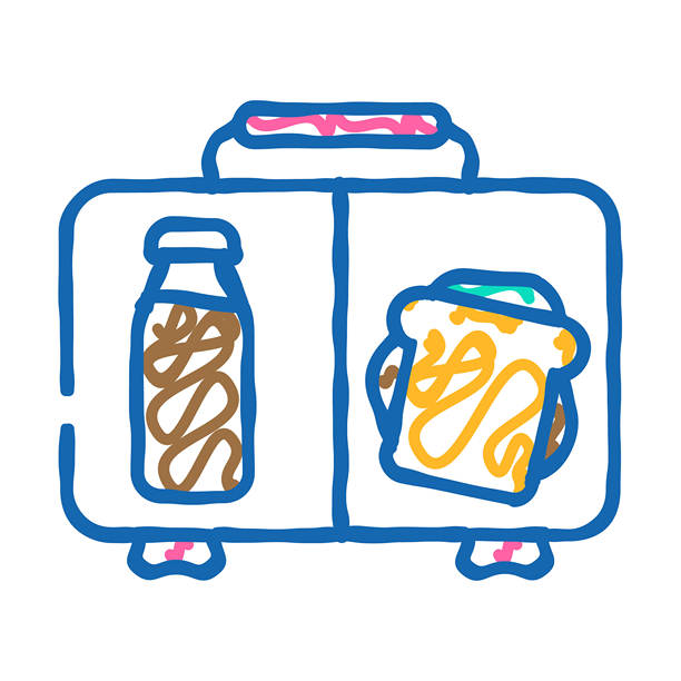 儿童餐盒图标涂鸦插图图片下载