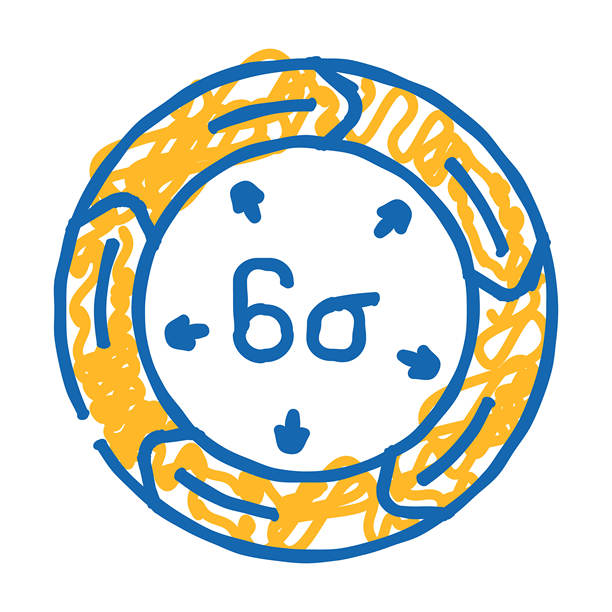 六西格玛制造工程师图标涂鸦插图图片下载