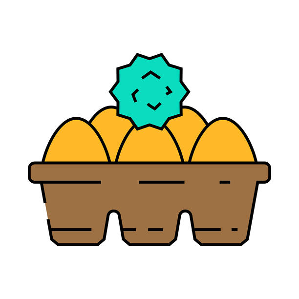 无蛋过敏原食品图标彩色插图图片下载