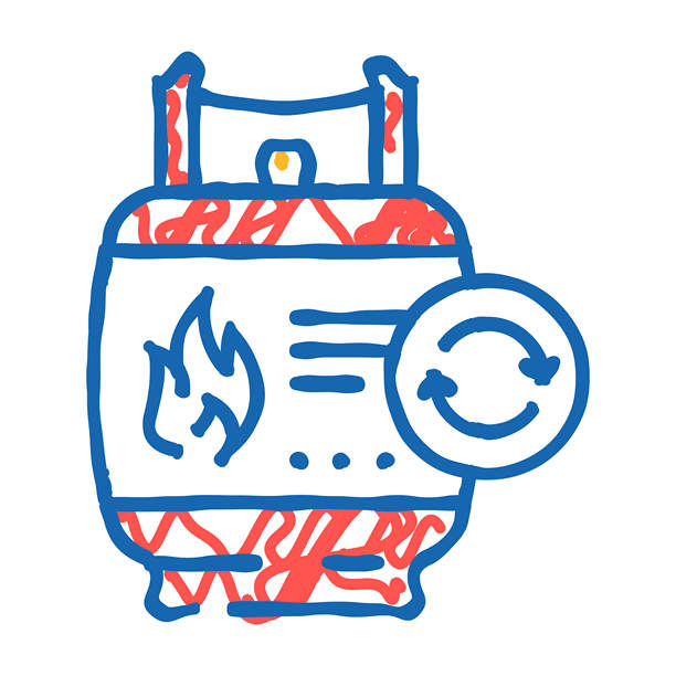 气瓶交换气体服务图标涂鸦插图图片下载