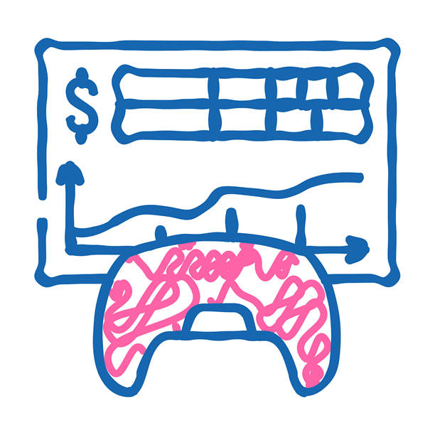 游戏开发货币化图标涂鸦插图图片下载