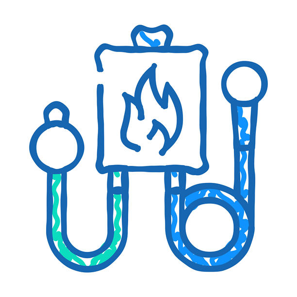 燃气热水器服务图标涂鸦插图图片下载