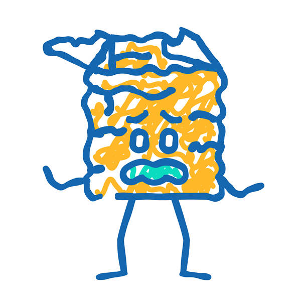 撕裂的悲伤纸箱角色图标涂鸦插图图片下载