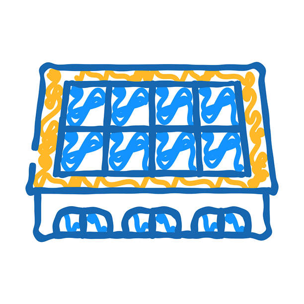太阳能电池板绿色生活图标涂鸦插图图片下载