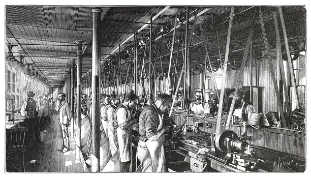 在沃尔瑟姆马萨诸塞州工厂制造手表的工人图片下载