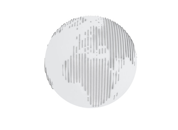 金属线条地球仪，背景为白色图片下载