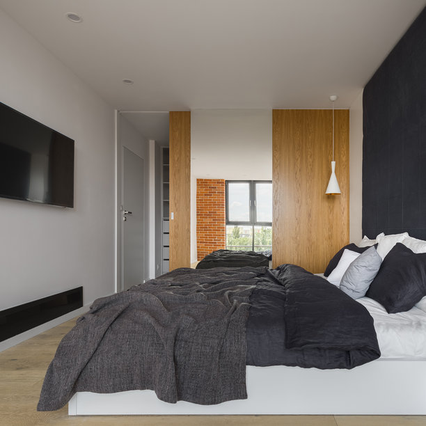 时尚卧室配有步入式衣橱图片下载