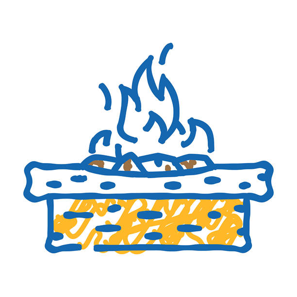 户外家具图标：火坑桌涂鸦插图图片下载