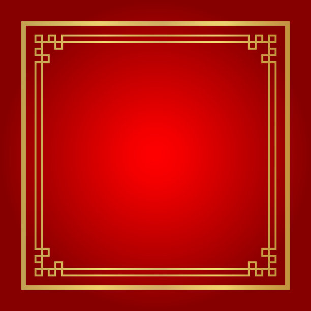 中国证书框，方形，红色背景，证书线框，古典中国金色边框，春节框架轮廓图片下载
