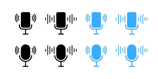麦克风图标集。扁平和轮廓风格。矢量图标。图片下载
