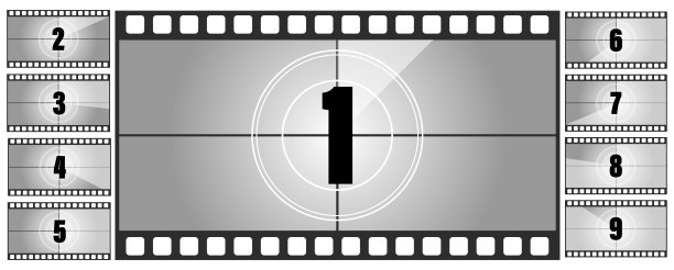 复古电影。倒计时画面。艺术设计。老电影计时器倒计时。图片下载