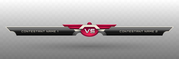 金属黑、银色和深红色主题的游戏对战下三分之一，用于电子竞技、游戏和体育直播图片下载