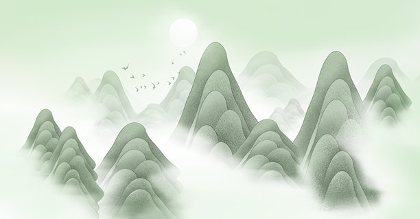 中国风景画，风景插画艺术图片下载