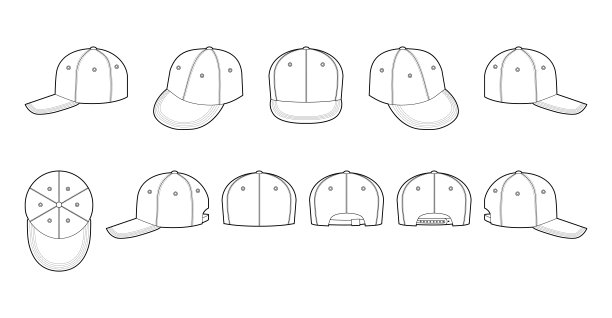 卡车司机嘻哈帽子套装。夏季头部时尚配饰服装技术插图。矢量头饰。图片下载