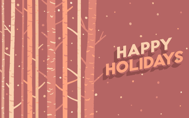 快乐假期 白桦树 雪景背景图片下载