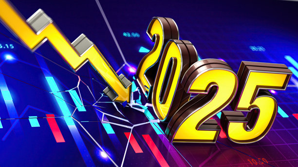 2025年股市崩盘概念，带有破损的信息图和箭头图片下载