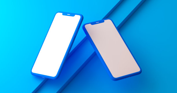 极简主义3D背景，漂浮的智能手机，适合演示和展示。3D渲染图片下载