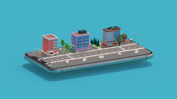 移动设备上的等距城市图片下载