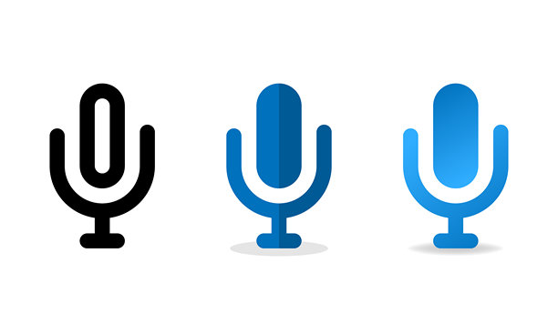 麦克风矢量图标集。播客图标矢量。声音矢量图标，录音。麦克风 - 录音室符号，平面和渐变风格。图片下载