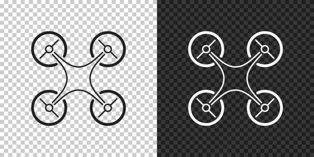 无人机 - 四旋翼。设计图标，背景为空白图片下载