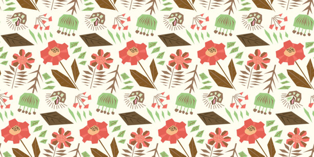 抽象花卉图案与涂鸦色彩的花朵图片下载