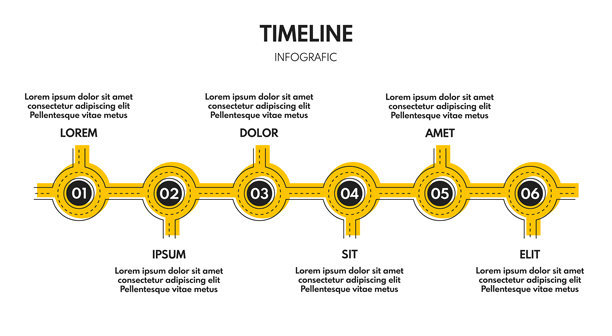 6步流程进度或时间线，道路信息图向量模板，个人周计划，成功的商业策略图片下载