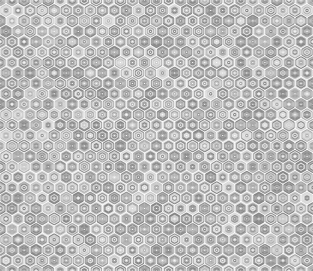 六边形网格图案。圆角叠加的六边形马赛克单元。灰色调。六边形形状。可拼接图案。无缝矢量插图。图片下载