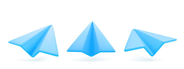 3D卡通纸飞机，孤立在白色背景上。社交网络图标。3D渲染的矢量插图。图片下载