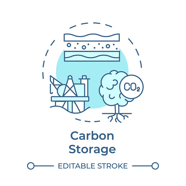 碳储存柔和蓝色概念图标图片下载