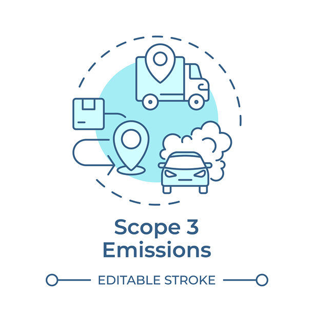 范围三排放软蓝色概念图标图片下载